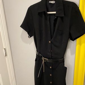 Vintage Robbie Bee Black Button-up Midi Dress